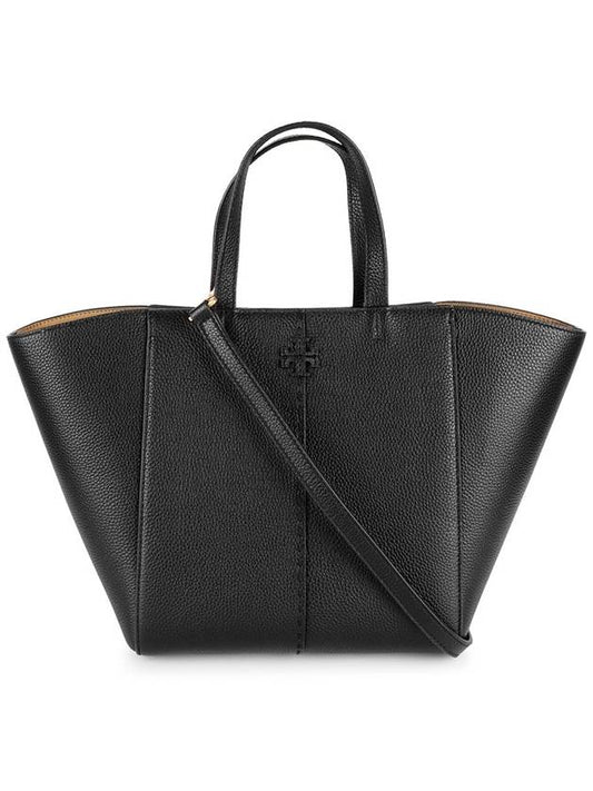 McGraw Carryall Double T Leather Tote Bag Black - TORY BURCH - BALAAN 2