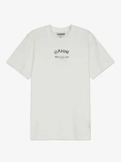 Logo Round Neck Relaxed Short Sleeve T-shirt Bright White - GANNI - BALAAN 2