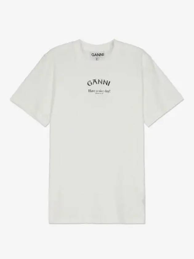 Logo Round Neck Relaxed Short Sleeve T-shirt Bright White - GANNI - BALAAN 2