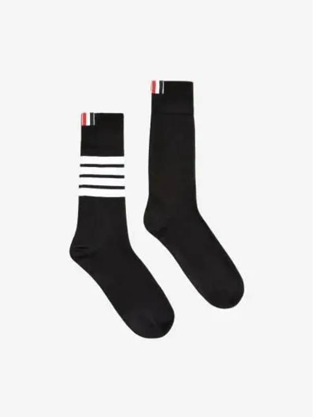 Men's Diagonal Light Weight Midi Socks Black - THOM BROWNE - BALAAN 3