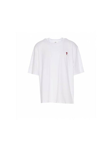 Small Heart Logo Boxy Fit Short Sleeve T-Shirt White - AMI - BALAAN 1