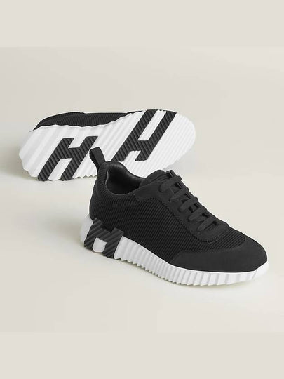 Bouncing Mesh Suede Goatskin Low Top Sneakers Noir - HERMES - BALAAN 2