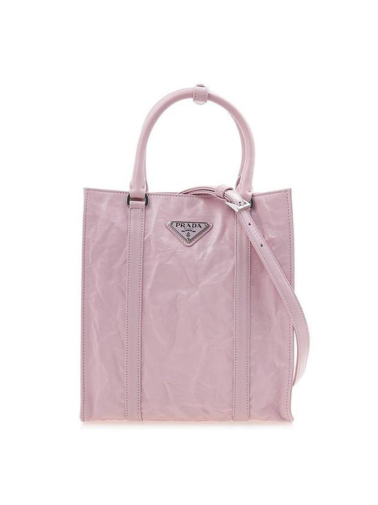 Antique Nappa Leather Mini Tote Bag Alabaster Pink - PRADA - BALAAN 1