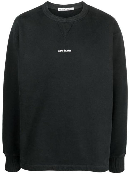 Logo Relaxed Fit Cotton Sweatshirt Black - ACNE STUDIOS - BALAAN 1