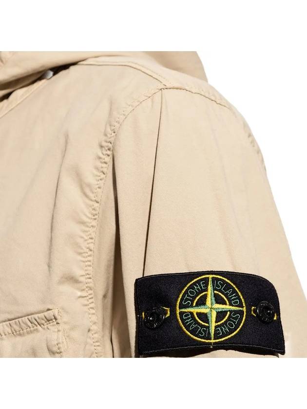 Cotton Twill Stretch Hooded Jacket Beige - STONE ISLAND - BALAAN 5