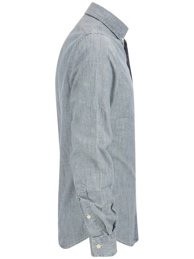 Men's Slim Fit Chambray Denim Long Sleeve Shirt Blue - POLO RALPH LAUREN - BALAAN 4