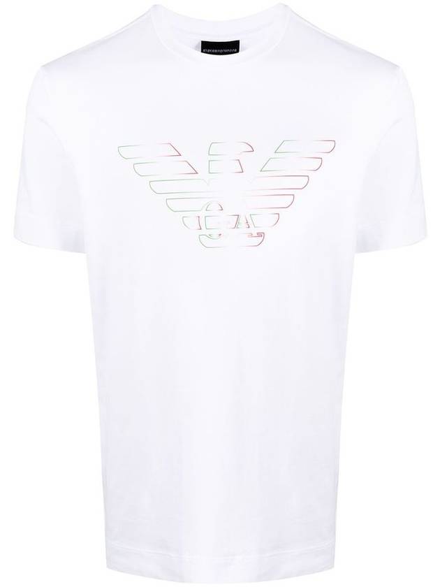 Stencil Logo Print Short Sleeve T-Shirt White - EMPORIO ARMANI - BALAAN 1