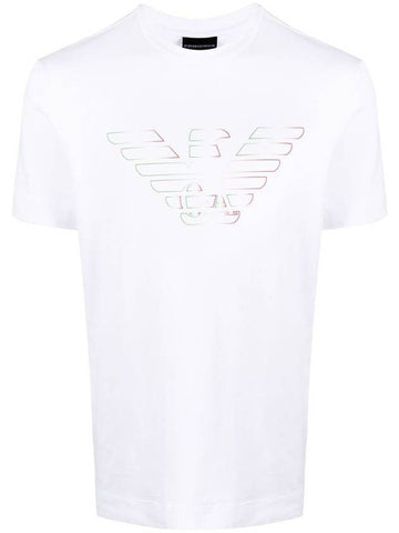 Stencil Logo Print Short Sleeve T-Shirt White - EMPORIO ARMANI - BALAAN 1