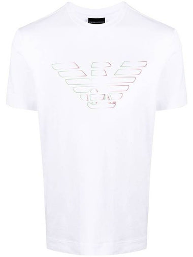 Stencil Logo Print Short Sleeve T-Shirt White - EMPORIO ARMANI - BALAAN 1