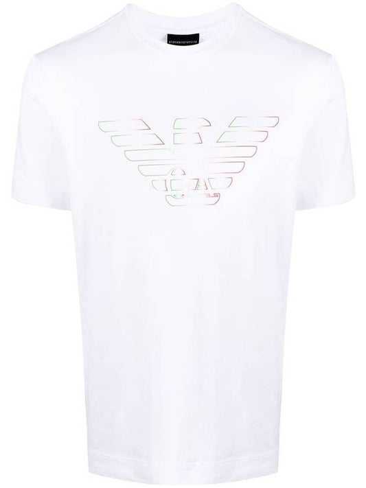 Stencil Logo Print Short Sleeve T-Shirt White - EMPORIO ARMANI - BALAAN 1