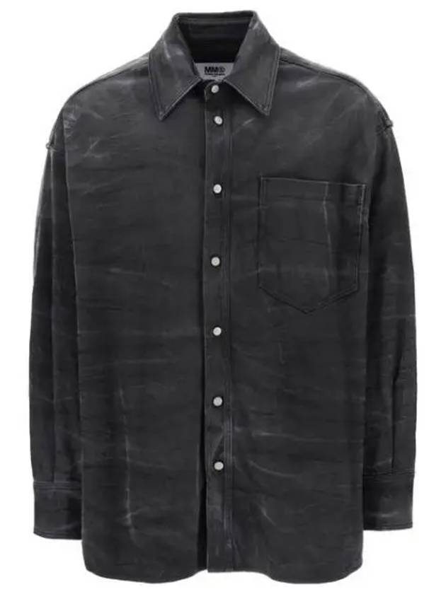 Whiskering Effect Cotton Long Sleeve Shirt Black - MAISON MARGIELA - BALAAN 2