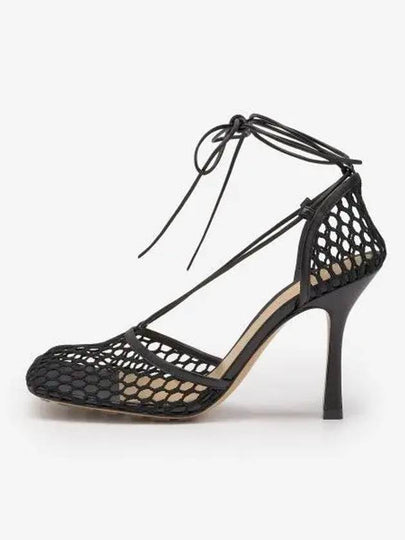 Open Mesh Stretch Sandal Heels Black - BOTTEGA VENETA - BALAAN 2