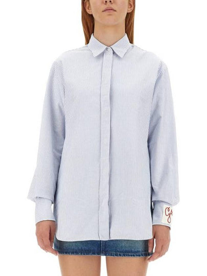 Women's Cotton Striped Shirt Blue - GOLDEN GOOSE - BALAAN 2