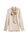 Tenebrae Silk Satin Shirt Beige - MAX MARA - BALAAN.