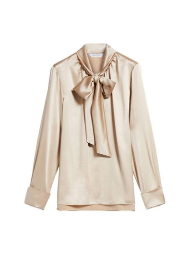 Tenebre Tie Neck Silk Satin Shirt Beige - MAX MARA - BALAAN 1