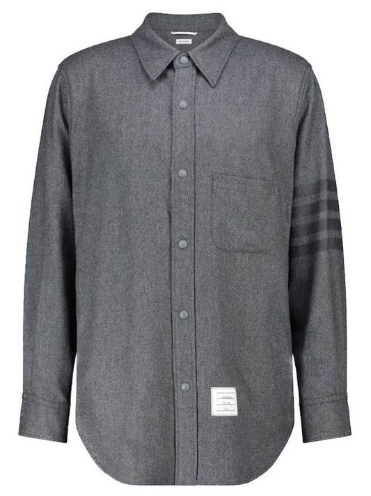 Snap Print Long Sleeve Shirt - THOM BROWNE - BALAAN 1
