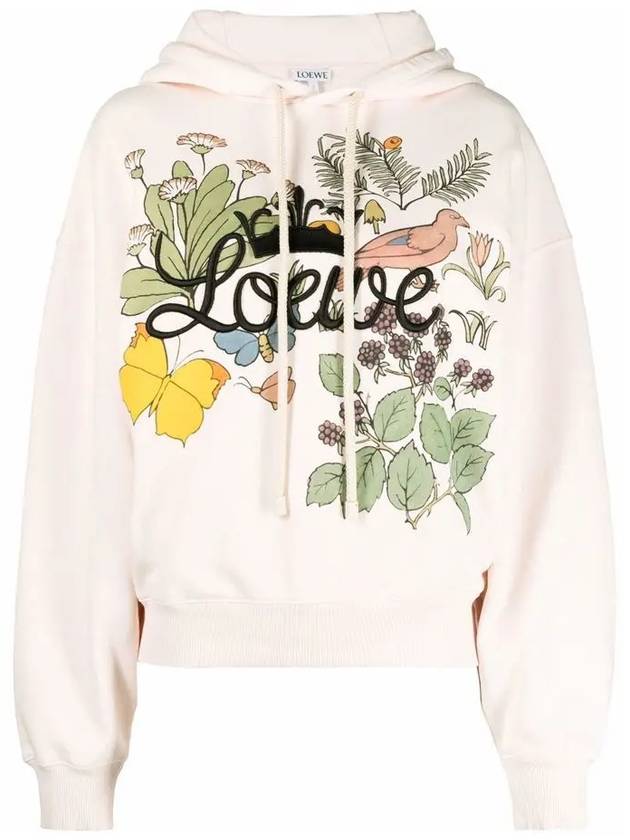 Herbarium Embroidered Cotton Hoodie Baby Pink - LOEWE - BALAAN 3