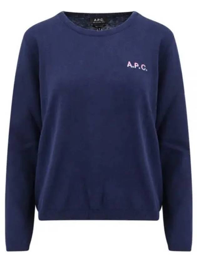 Embroidered Logo Knit Top Navy - A.P.C. - BALAAN 2