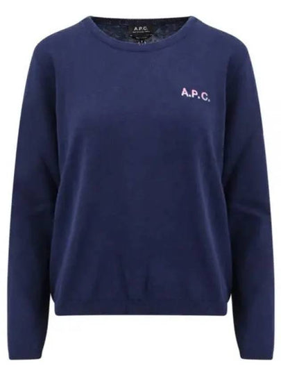 Embroidered Logo Knit Top Navy - A.P.C. - BALAAN 2