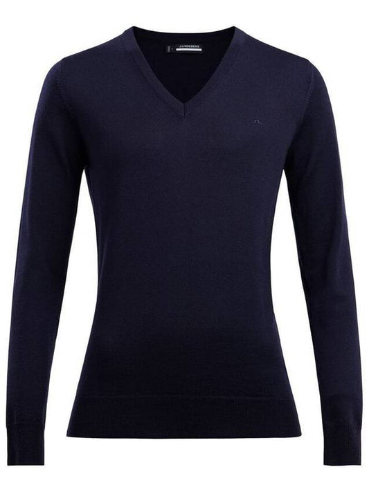 Women's Amaya V-Neck Sweater Navy - J.LINDEBERG - BALAAN 1