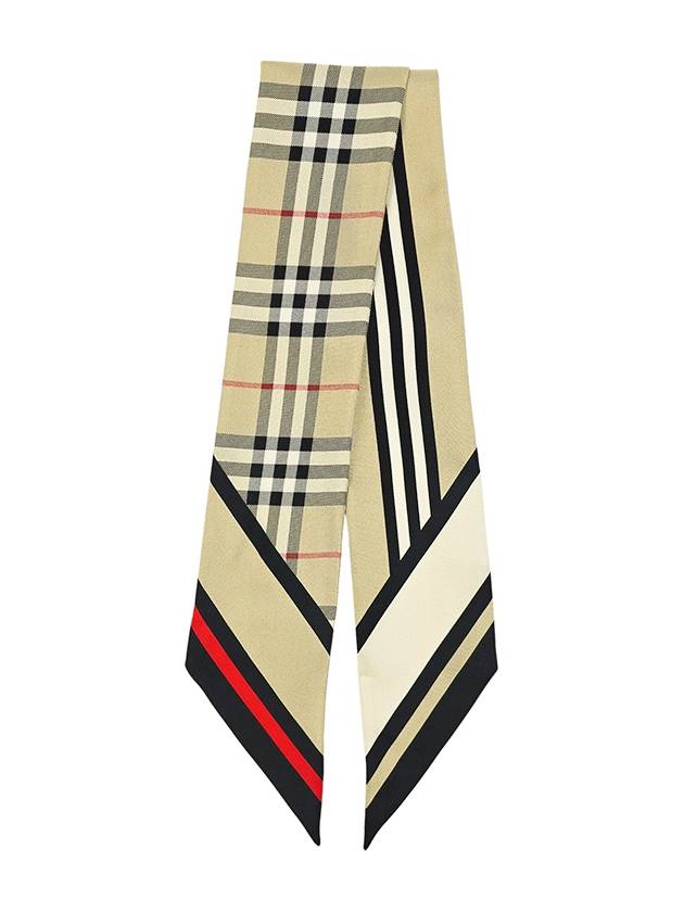 Montage Print Silk Skinny Scarf Archive Beige - BURBERRY - BALAAN 3