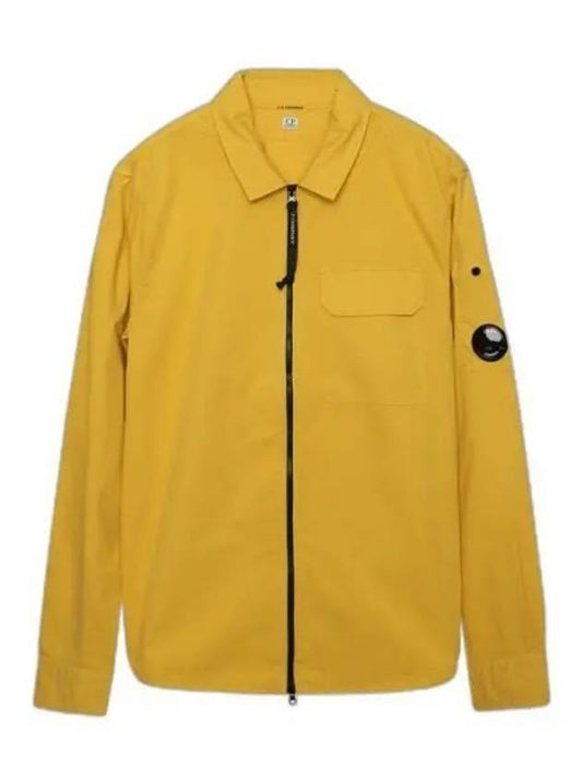 Lens Wappen Overshirt Jacket Yellow - CP COMPANY - BALAAN.