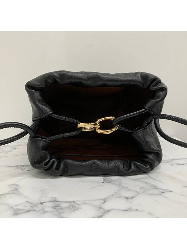 V Logo Pouf Nappa Leather Small Bucket Bag Black - VALENTINO - BALAAN 7