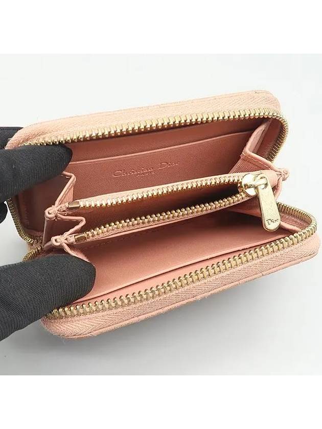 S0985ONMJ M82P Pink Lambskin Cannage Lady Voyager Zipper Small Coin Purse - DIOR - BALAAN 5