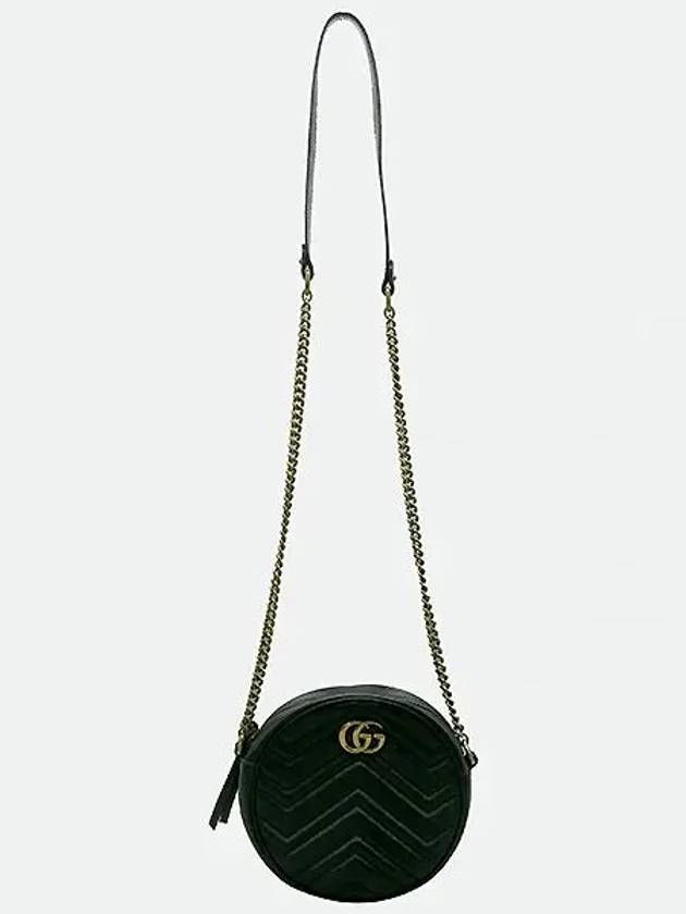 550154 GG Marmont mini round gold logo chain cross bag - GUCCI - BALAAN 3