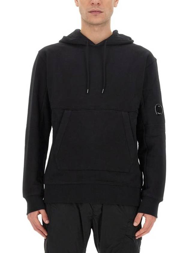 Diagonal Raised Fleece Hoodie Black - CP COMPANY - BALAAN 2