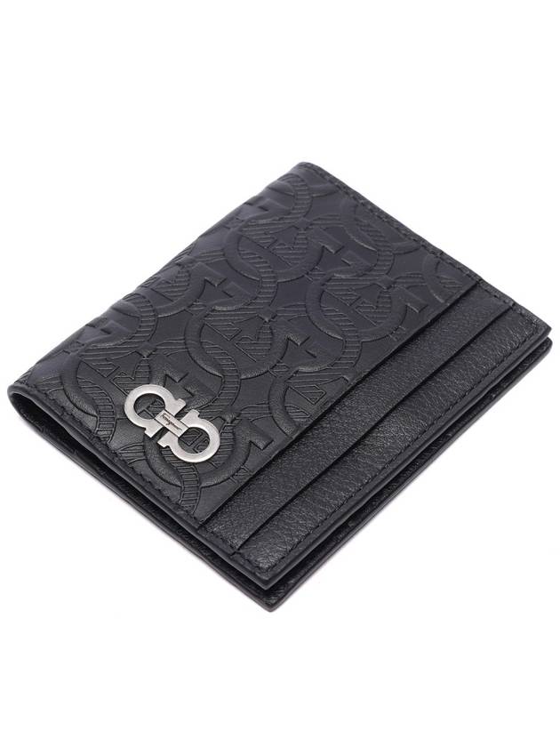 Embossed Logo Flap Gancini Card Wallet Black - SALVATORE FERRAGAMO - BALAAN 6