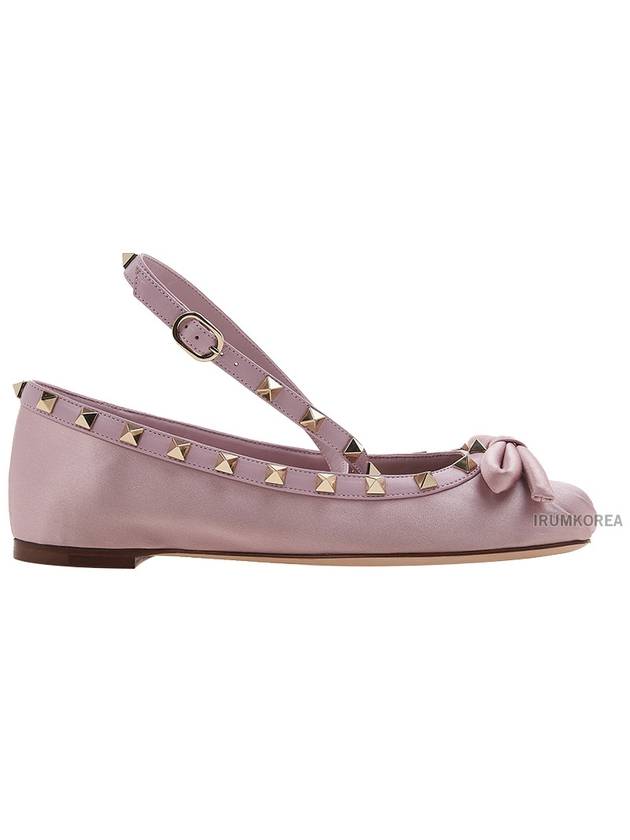 Rockstud Satin Ballerina Pink - VALENTINO - BALAAN 3