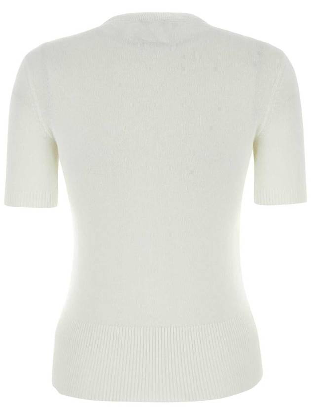 Women's Cotton Blend Jacquard Knit Top White - PATOU - BALAAN 3