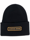 Logo Patch Wool Beanie Black - CANADA GOOSE - BALAAN 2