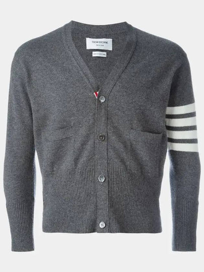 Men's Diagonal Classic Cashmere Cardigan Mid Grey - THOM BROWNE - BALAAN 2