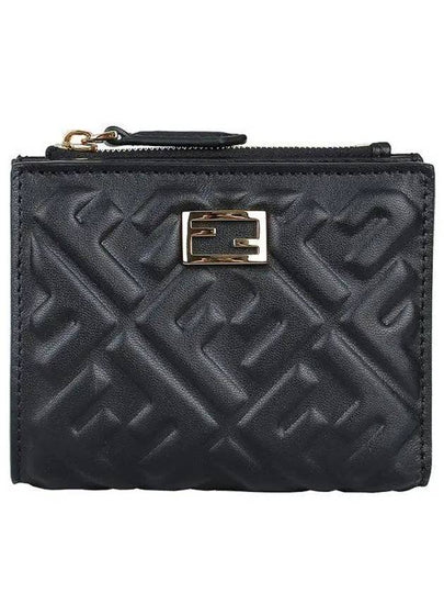 Slim Baguette Embossed FF Logo Half Wallet Black - FENDI - BALAAN 2