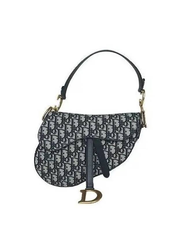 M0446CTZQ Blue Jagard Oblique Saddle Shoulder Bag - DIOR - BALAAN 2