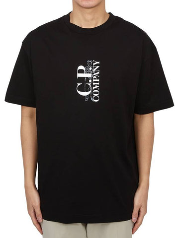 Logo Short Sleeve T-Shirt Black - CP COMPANY - BALAAN 1