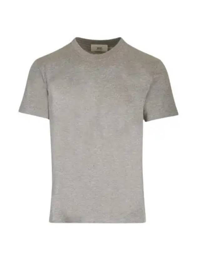 Embroidered Logo Cotton Short Sleeve T-Shirt Grey - AMI - BALAAN 2