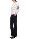 Milano Stitch Crewneck 4-Bar Cotton Crepe Knit Top White - THOM BROWNE - BALAAN 5