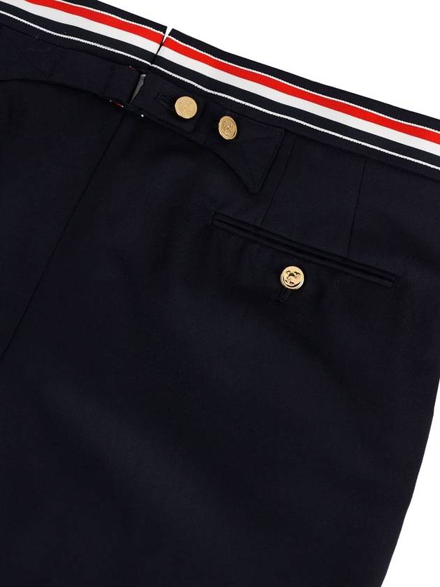 Low Rise Backstrap Super 120 Twill Straight Pants Navy - THOM BROWNE - BALAAN 4