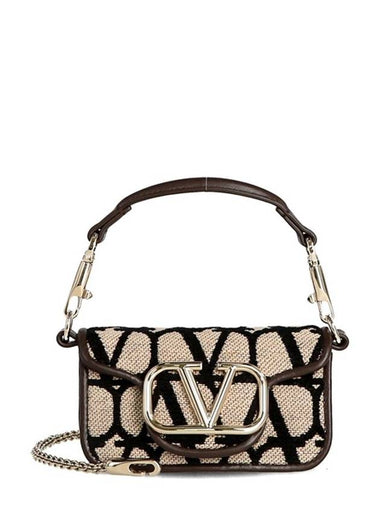 V Metal Logo Micro Cross Bag Beige - VALENTINO - BALAAN 1