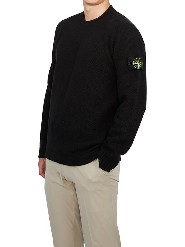 Compass Badge Wool Knit Top Black - STONE ISLAND - BALAAN 5