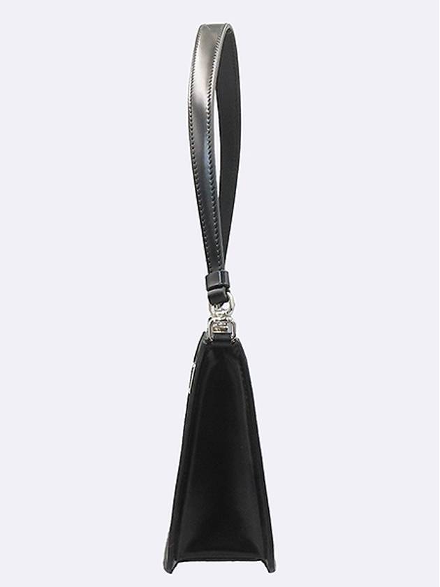 Prada 1BC155 Black Brushed Leather Silver Triangular Logo Mini Shoulder Bag - PRADA - BALAAN 3