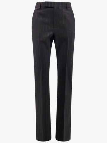 Striped Wool Flare Slacks Black - CELINE - BALAAN 1