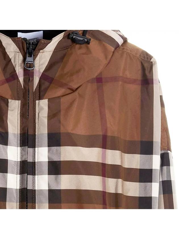 Check Hooded Jacket Dark Birch Brown - BURBERRY - BALAAN 5