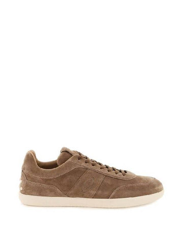 Stamp Logo Suede Low Top Sneakers Brown - TOD'S - BALAAN 1