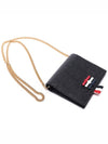 Pebble Grain Leather Bow Detail Chain Strap Card Wallet Black - THOM BROWNE - BALAAN 6