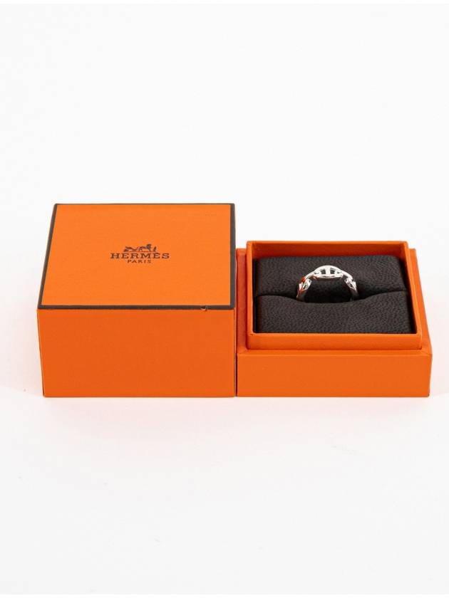 Small Chaine D'Ancre Enchainee Ring Silver - HERMES - BALAAN 5