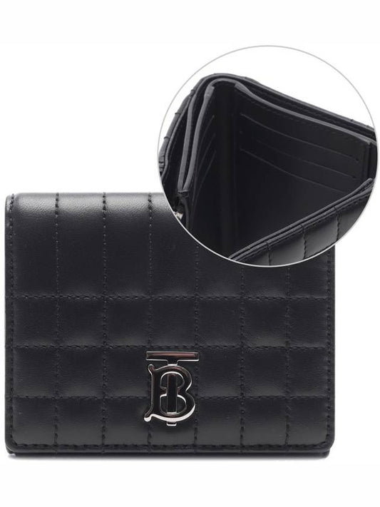 Lola Folding Small Quilted Leather Card Wallet Black Palladium - BURBERRY - BALAAN 2